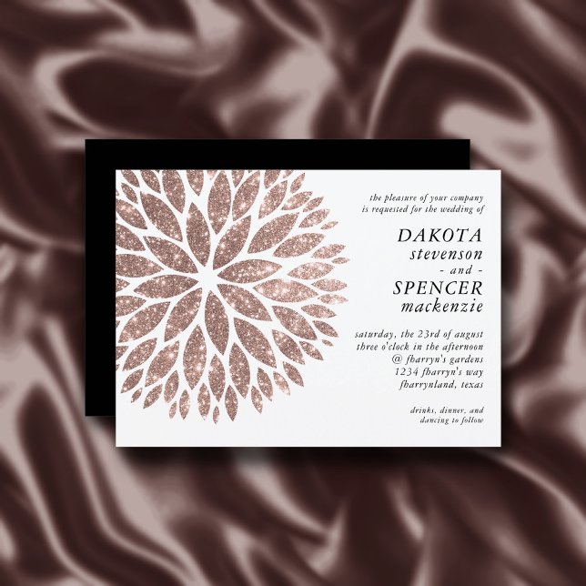 Sparkling Dahlia | Black and Blush Pink Wedding Invitation (Creator Uploaded)
