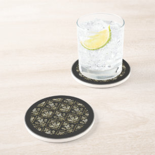 Sparkling damasks pattern serving tray coaster