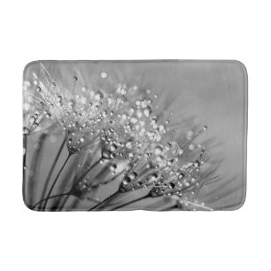 Sparkling Dew Dandelion Silver Grey Background Bath Mat