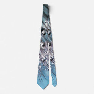 Sparkling Dew Dandelion Sky Blue Background Tie