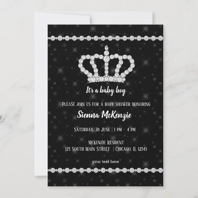 Sparkling Diamond Crown - choose your background Invitation (Front)