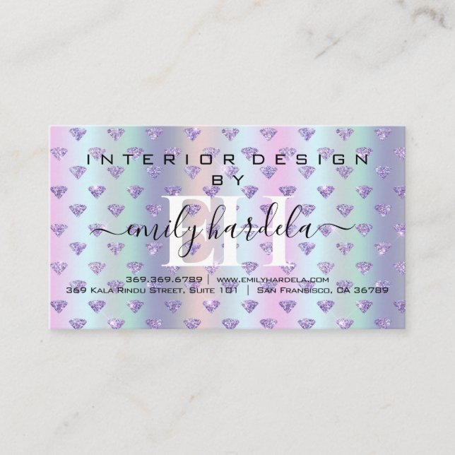Sparkling Diamond Interior Design  Business Card (Front)