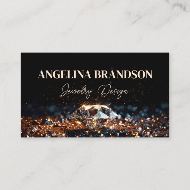 Sparkling Diamond Jeweller Crystal Jewellery Desig Business Card (Front)