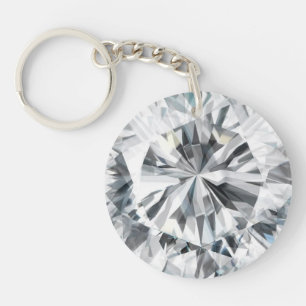 Sparkling Diamond texture April Birthstone Key Ring