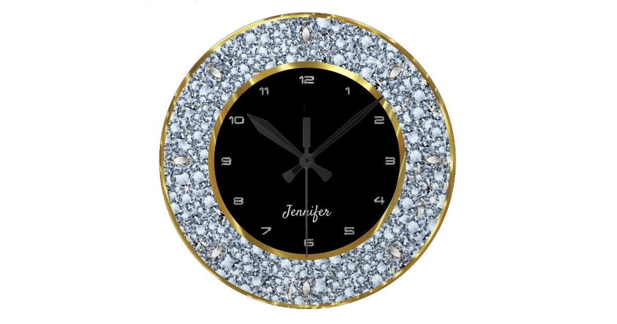 Sparkling Diamonds Large Clock Zazzle.co.uk