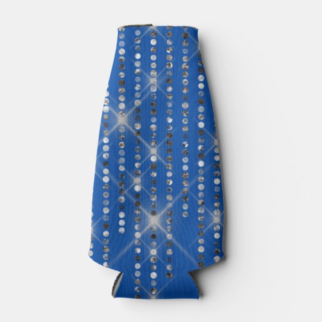 Sparkling Diamonds on Blue Can Cooler (Front)