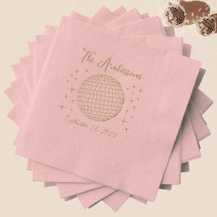 Sparkling Disco Ball Personalised Wedding Foil Napkins