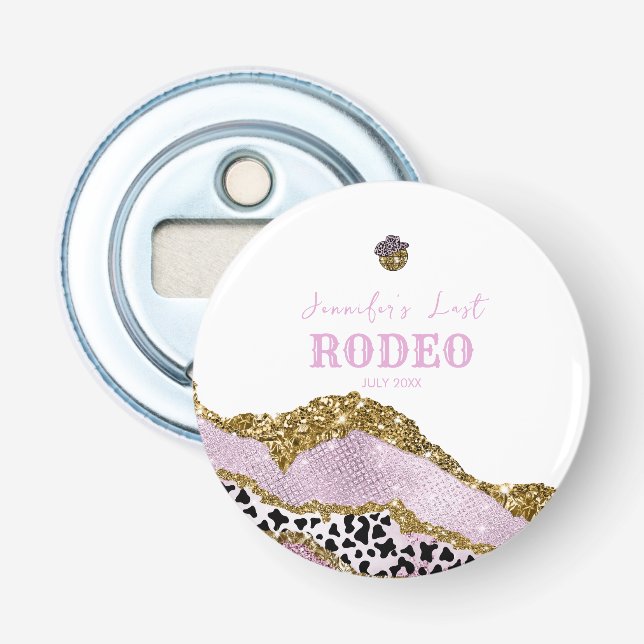 Sparkling Disco cowgirl Bachelorette, gold glitter Bottle Opener (Front)