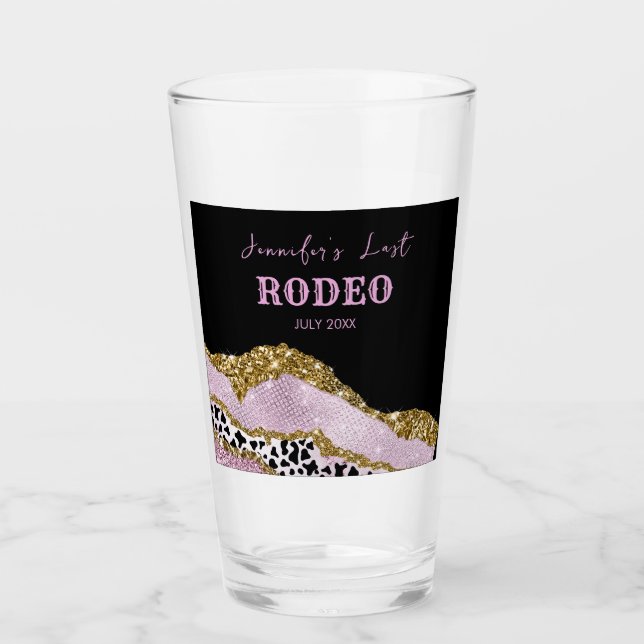 Sparkling Disco cowgirl Bachelorette, gold glitter Glass (Front)