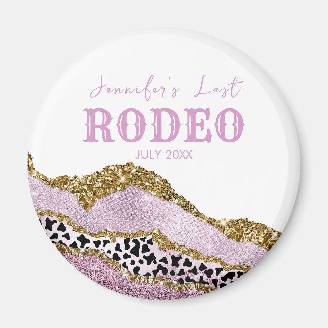 Sparkling Disco cowgirl Bachelorette, gold glitter Magnet (Front)