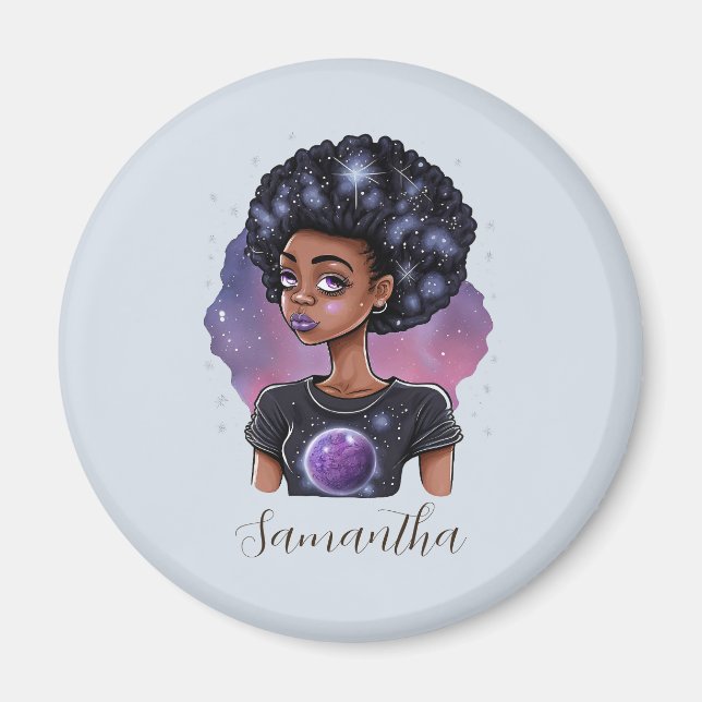Sparkling Elegant Afro Woman Magnet (Front)