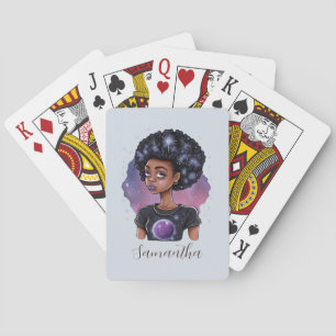 Sparkling Elegant Afro Woman Playing Cards