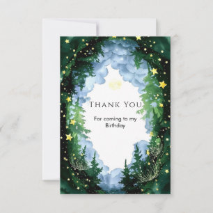 Sparkling Enchanted Woodland Birthday Thank You Card