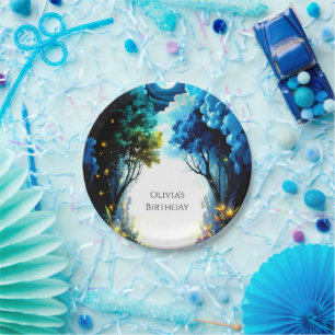 Sparkling Enchantment Woodland Birthday Paper Plate