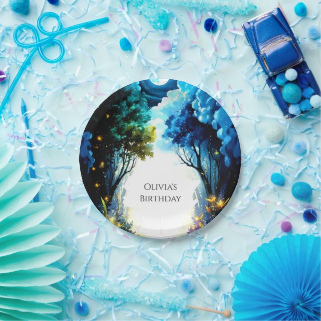 Sparkling Enchantment Woodland Birthday Paper Plate (Party)