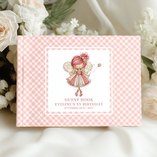 Sparkling Fairy Girl Birthday Floral Pink Guest  Book