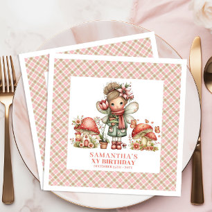 Sparkling Fairy Pink Floral Magical Birthday Napkin