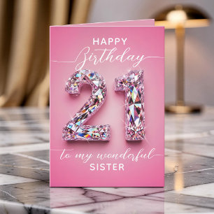 Sparkling Fancy Glam Pink Diamond 21st Birthday Card