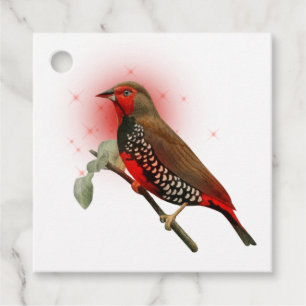 Sparkling Fantasy Red Bird Favour Tags