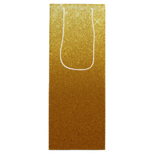 Sparkling Faux Gold Glitter Wine Gift Bag