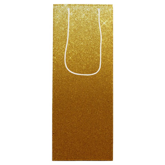 Sparkling Faux Gold Glitter Wine Gift Bag (Front)