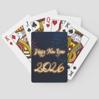 Sparkling Fireworks Happy New Year 2026 Playing Cards