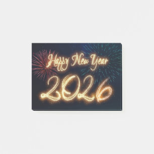 Sparkling Fireworks Happy New Year 2026 Post-it Notes