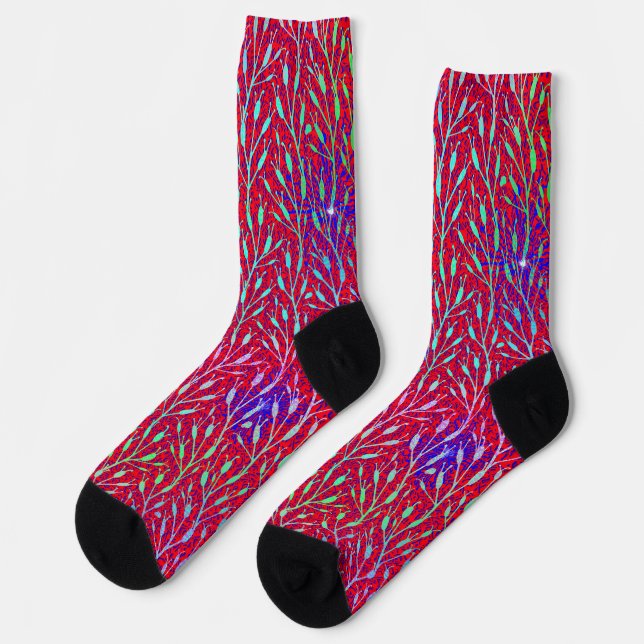 Sparkling Fireworks Party Pattern  Socks (Left)