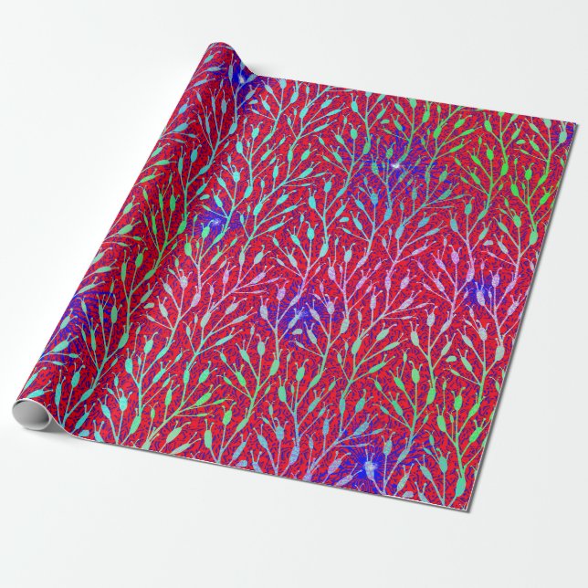 Sparkling Fireworks Party Pattern  Wrapping Paper (Unrolled)