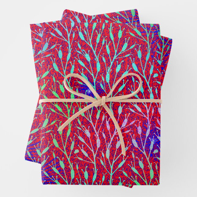Sparkling Fireworks Party Pattern  Wrapping Paper Sheet (In situ)