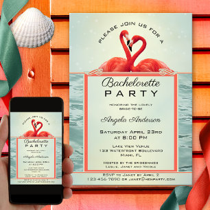 Sparkling Flamingo Bachelorette Party Invitation