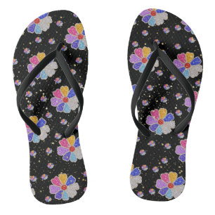 Sparkling Floral Jewel Pattern Flip Flops