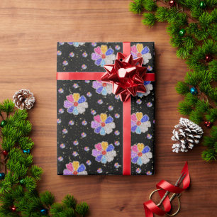 Sparkling Floral Jewel Pattern Wrapping Paper