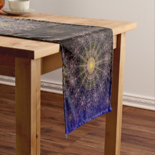 Sparkling flower art in the night medium table runner