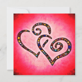Sparkling Gem Hearts Designer Square Note Card