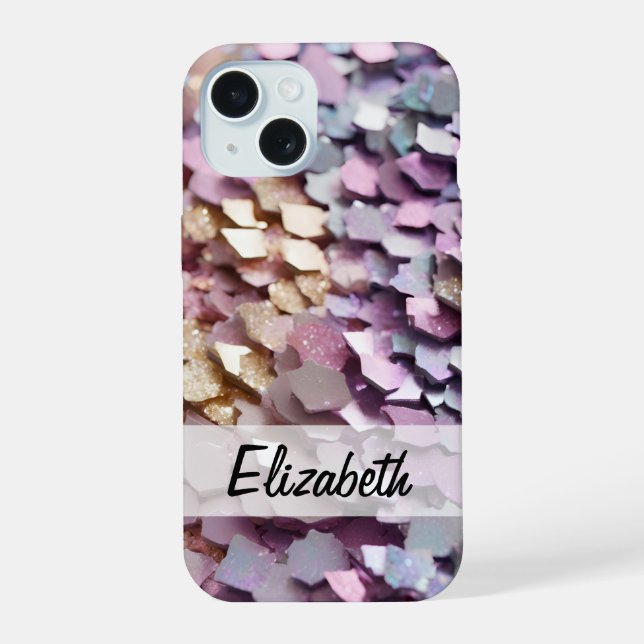 Sparkling Girly Pastel Glitter  iPhone 15 Case (Back)