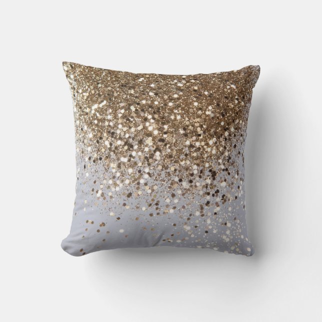 Sparkling Glam Gold Glitter Glam #1 Cushion (Front)