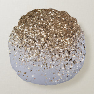 Sparkling Glam Gold Glitter Glam #1 Round Cushion