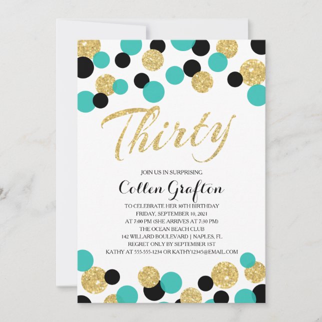 Sparkling Glitter Confetti | 30th Birthday Invitation (Front)