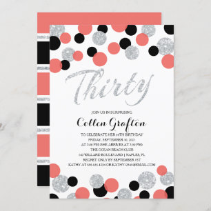 Sparkling Glitter Confetti 30th Birthday Invitation