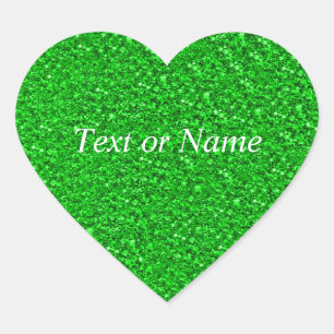 sparkling glitter neon green heart sticker