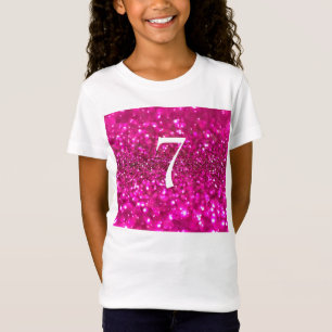 Sparkling Glitter Pink 7th Birthday girl Girly  T-Shirt