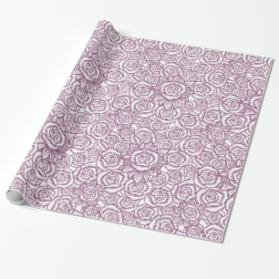Sparkling Glitter Roses Purple Wrapping Paper
