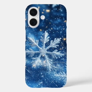 Sparkling Glitter Snowflakes Winter Christmas iPhone 16 Case