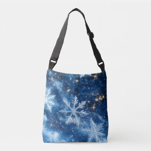 Sparkling Glitter Snowflakes Winter Christmas Crossbody Bag