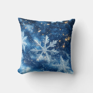 Sparkling Glitter Snowflakes Winter Christmas Cushion