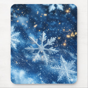 Sparkling Glitter Snowflakes Winter Christmas Mouse Mat