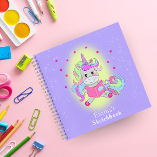 Sparkling Glitter Unicorn Reading Her Book