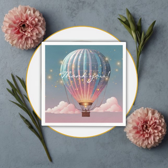 Sparkling Glitters Hot Air Balloon Baby Shower Napkin (Creator Uploaded)