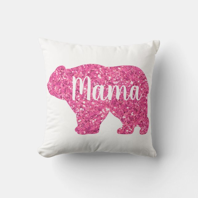 Sparkling glittery Pink Bear design Cushion (Front)